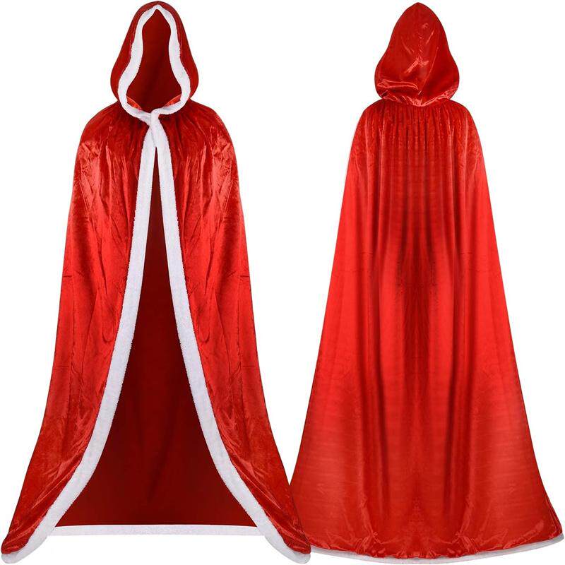 万圣节红色长款连帽披肩装饰cosplay斗篷成人丝绒毛毛舞台演出服*