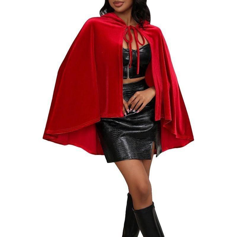 万圣节男女通用丝绒披风角色扮演连帽斗篷舞台表演cos小红帽披肩*