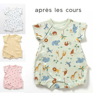 日本 apreslescours 2025宝宝婴儿动物园桃心鸭子短袖爬服连身衣