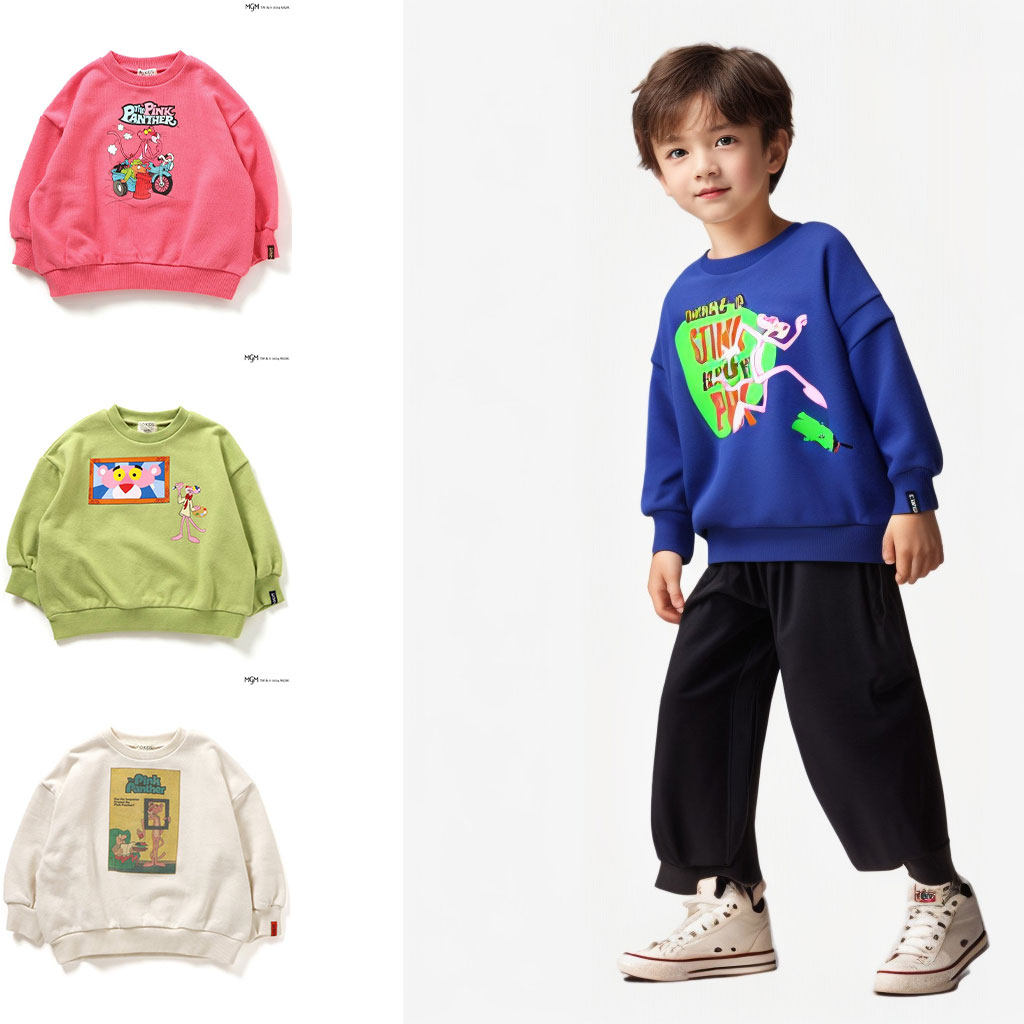 日本 F.O.KIDS 2024春秋儿童60年卡通跳跳虎漫画圆领运动宽松卫衣