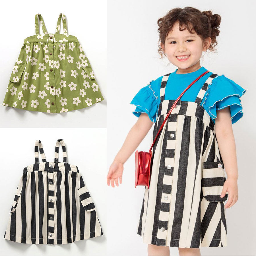 日本 BREEZE 2025春夏女童裙工装口袋小花斑马条纹休闲半身牛仔裙,童装/婴儿装/亲子装,半身裙,淘宝优惠券,粉丝福利购,淘宝优惠卷