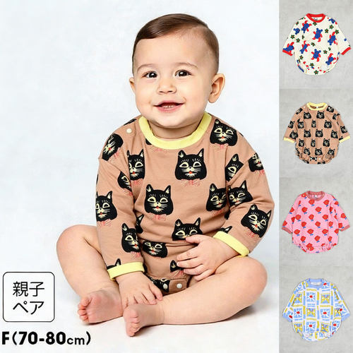 日本 markeys 2026春夏婴儿宝宝卡通猫咪玫瑰小熊三角爬服连身衣