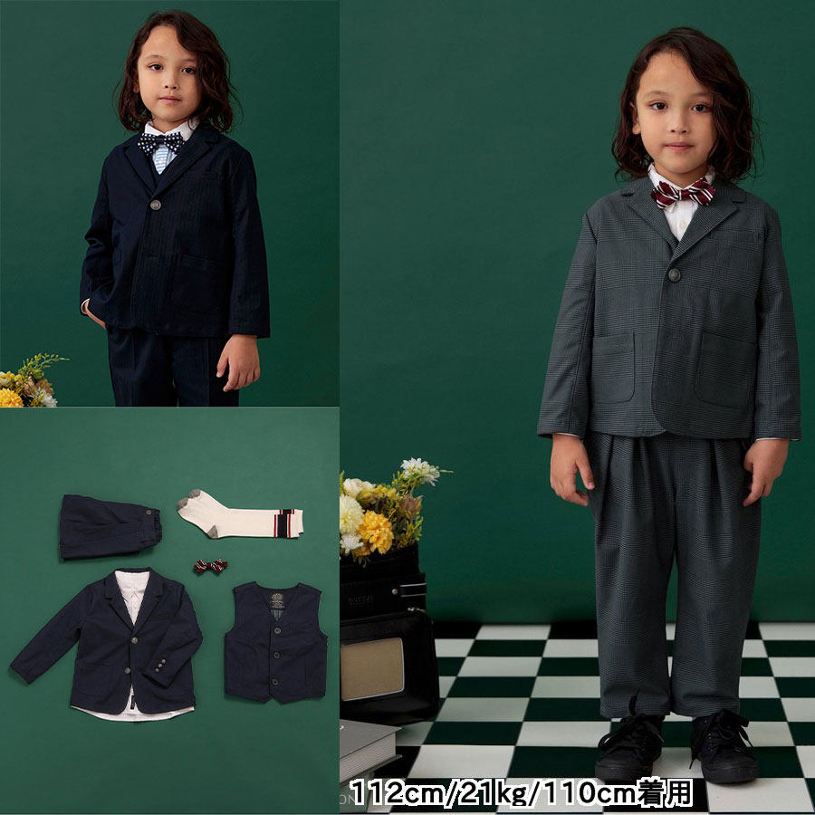 日本 BREEZE 2025春男童英伦格子学院礼西装西裤马甲衬衫袜子套装
