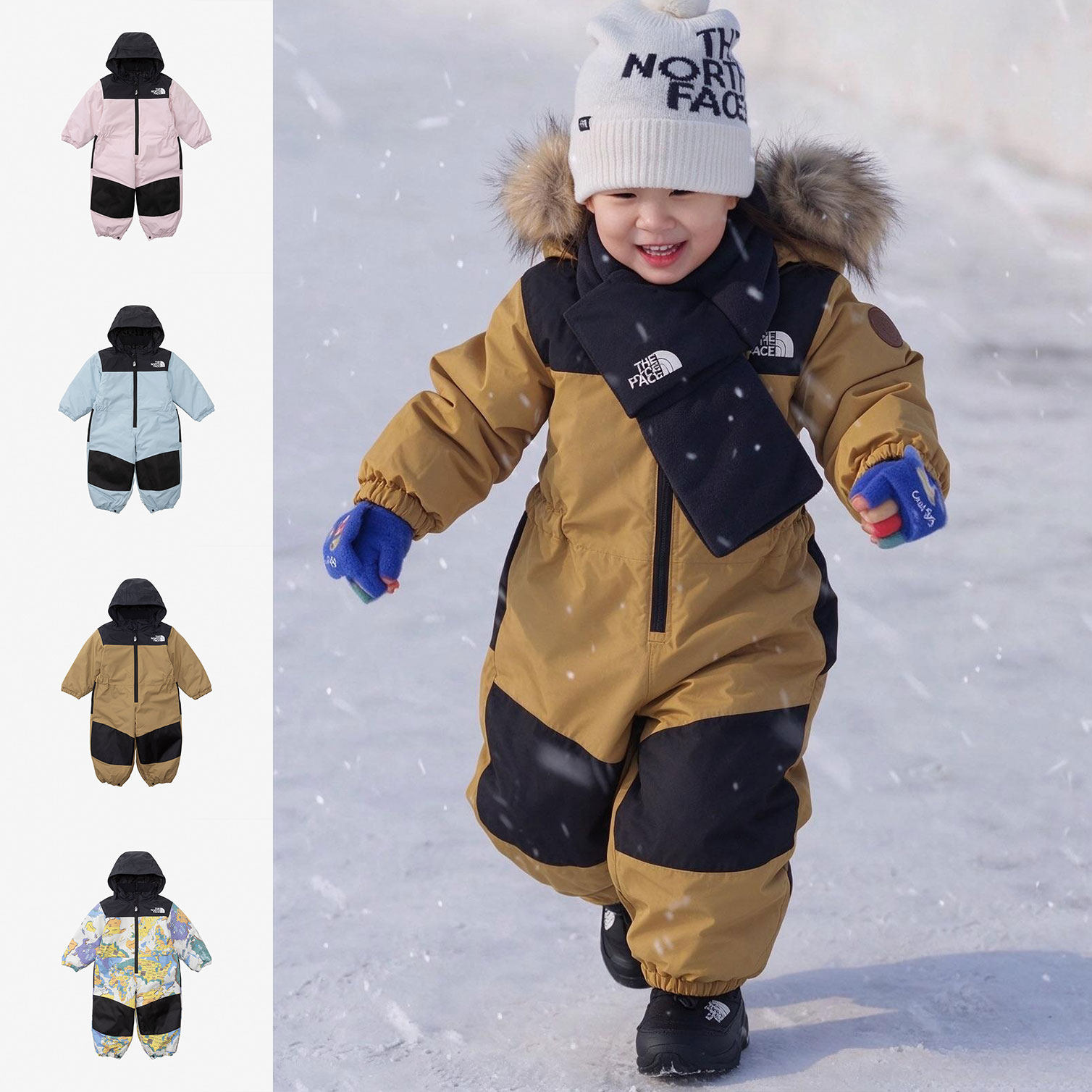 日本北面 the north face 2026儿童连帽防水保暖滑雪服连帽连身衣
