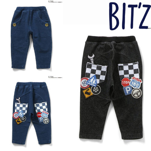 日本多美卡 BITZ 2025春秋儿童刺绣F1方程赛车施工stop哈伦牛仔裤