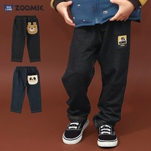 日本 zoomic 2025秋儿童裤刺绣小熊猫屁股口袋挽腿松紧运动休闲裤