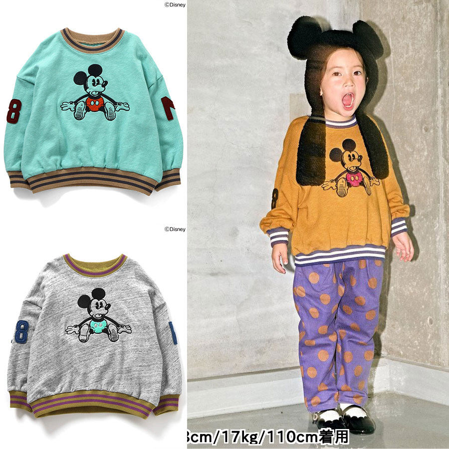 日本迪士尼 F.O.KIDS 2024春秋儿童装 刺绣米奇运动宽松圆领卫衣