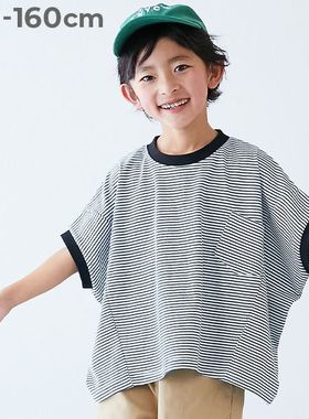 日本 devirock 2025夏季 儿童装宝宝蝙蝠衫宽松款罩衣短袖圆领T恤