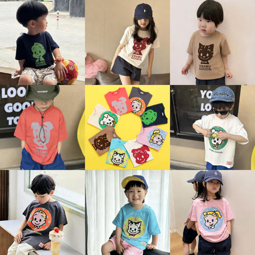 日本原田治 BREEZE OSAMU GOODS 2026夏儿童小狗剪影宽松短袖T恤