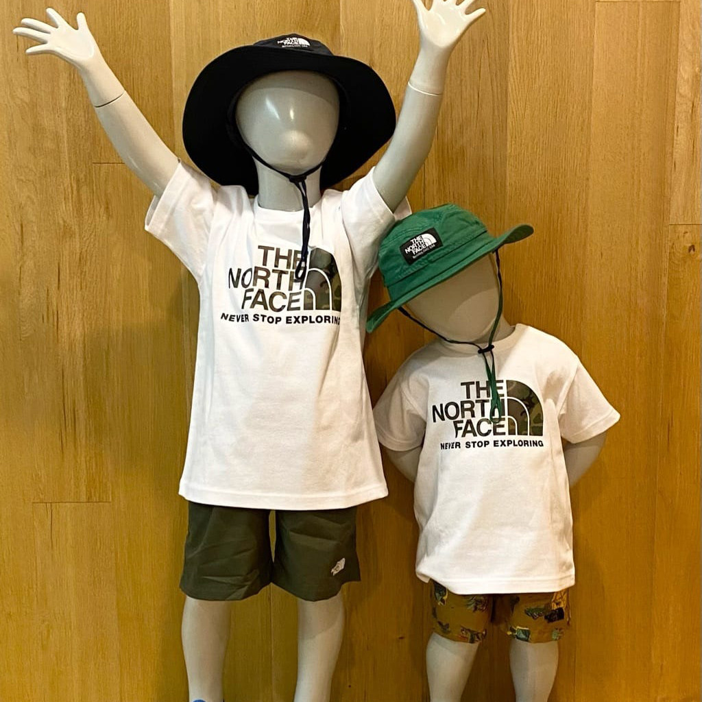 现货日本北面 the north face 2025夏儿童迷彩logo防晒85%短袖T恤