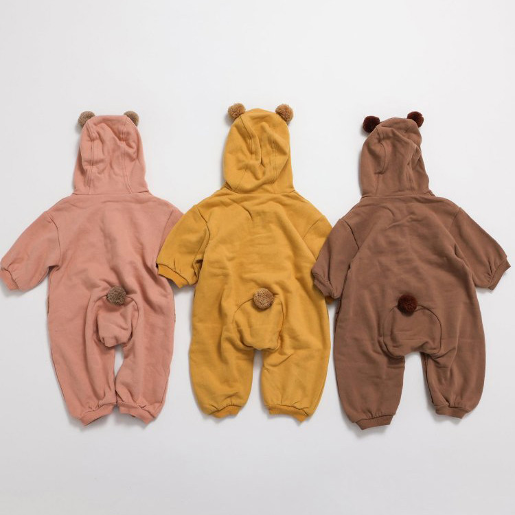 日本 p.premier 2024秋新生儿宝宝毛球球毛圈长袖爬服连身衣70-90