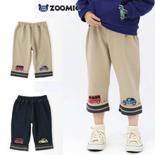 日本 zoomic 2025春儿童公共汽车小轿车挽裤腿松紧运动休闲7分裤