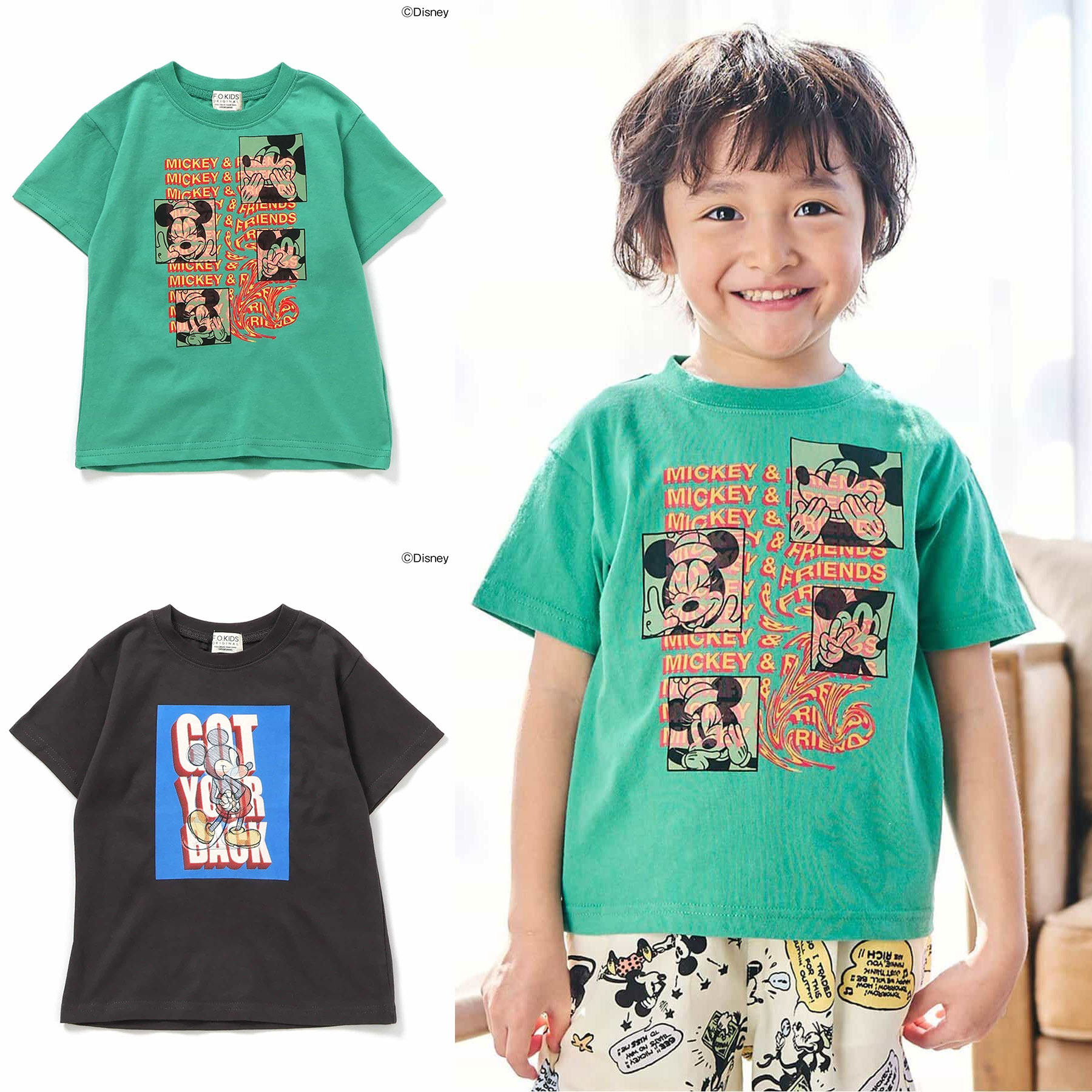 日本迪士尼 F.O.KIDS 2025夏儿童卡通米奇米妮短袖T恤