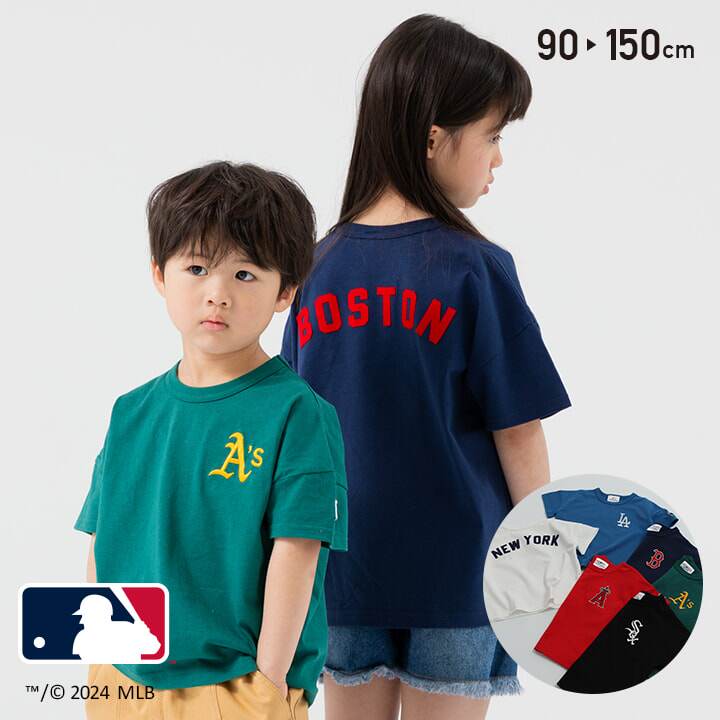 日本美国职业棒球大联盟 MLB 2024夏 儿童装刺绣logo短袖运动T恤