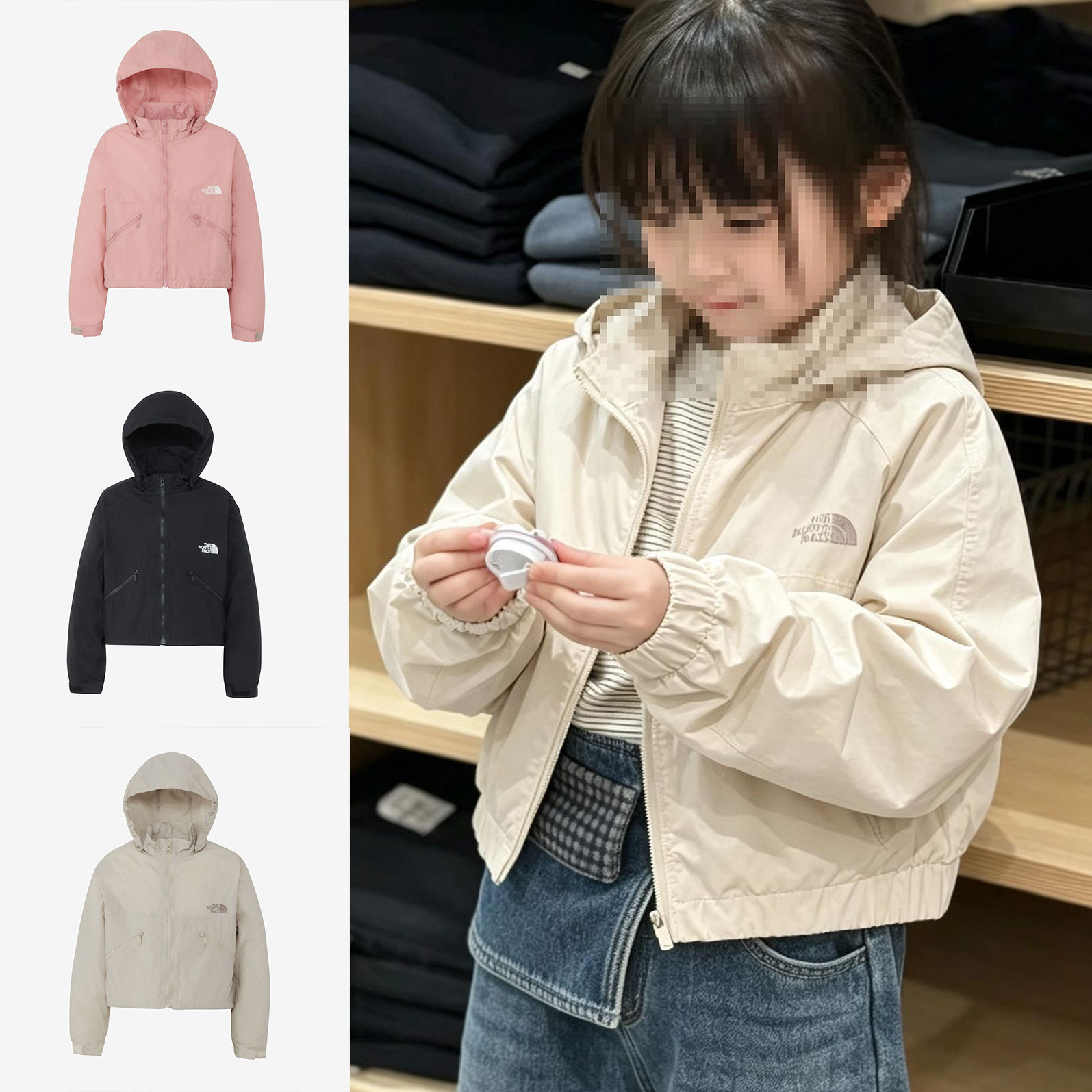 日本北面 the north face 2026秋儿童短款连帽可拆夹克软壳冲锋衣图片