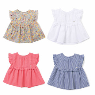 日本 apreslescours 2025夏女童装 碎花可爱洋气小裙束腰微袖T恤