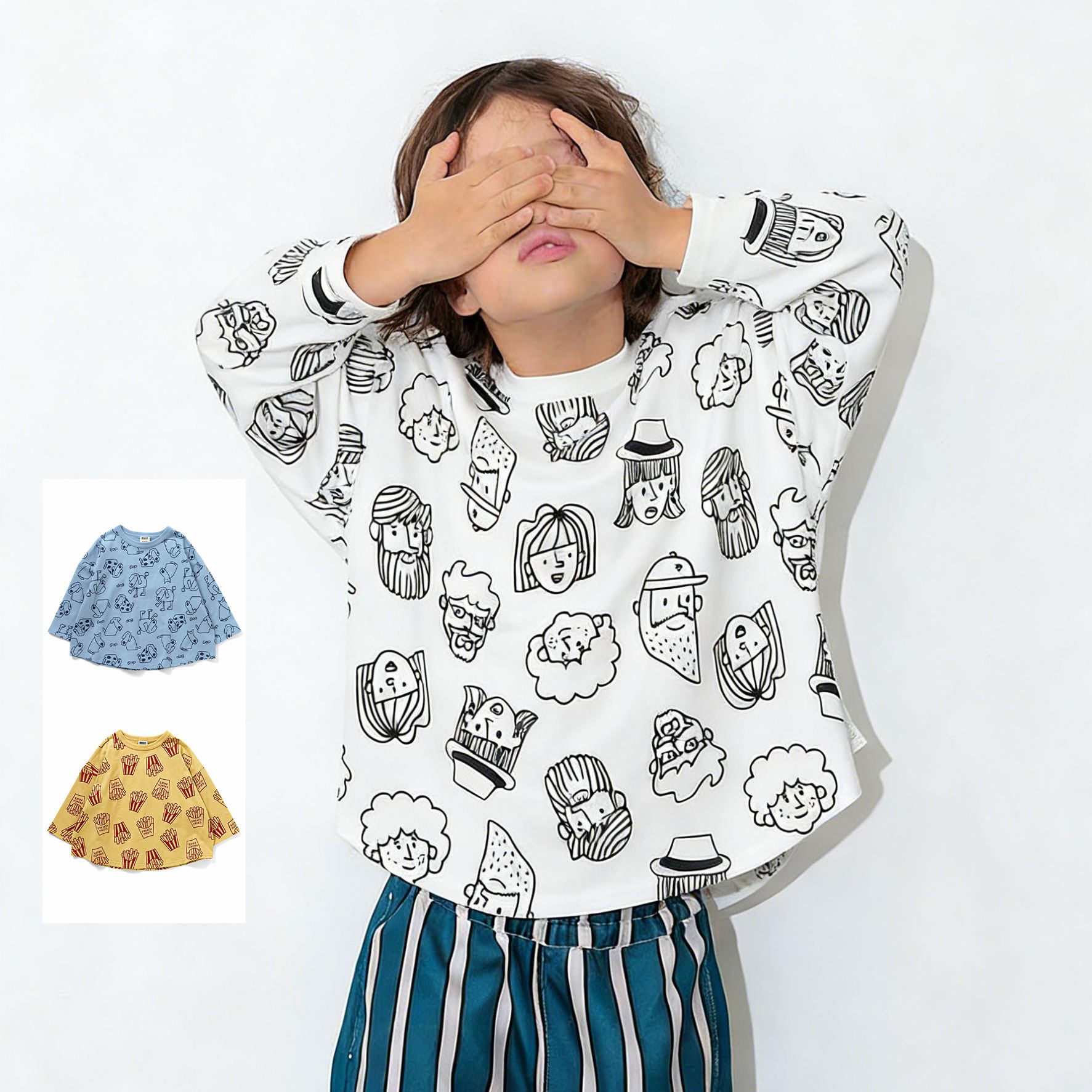 日本 BREEZE 2026春儿童装薯条满印人物小狗插画宽松运动长袖T恤,童装/婴儿装/亲子装,T恤,淘宝优惠券,粉丝福利购,淘宝优惠卷