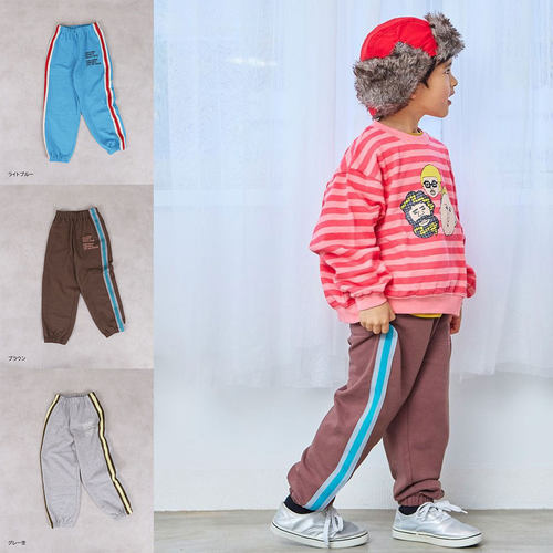 日本 MARKEYS 2026春儿童松紧腰棉弹提花条纹束脚运动休闲运动裤