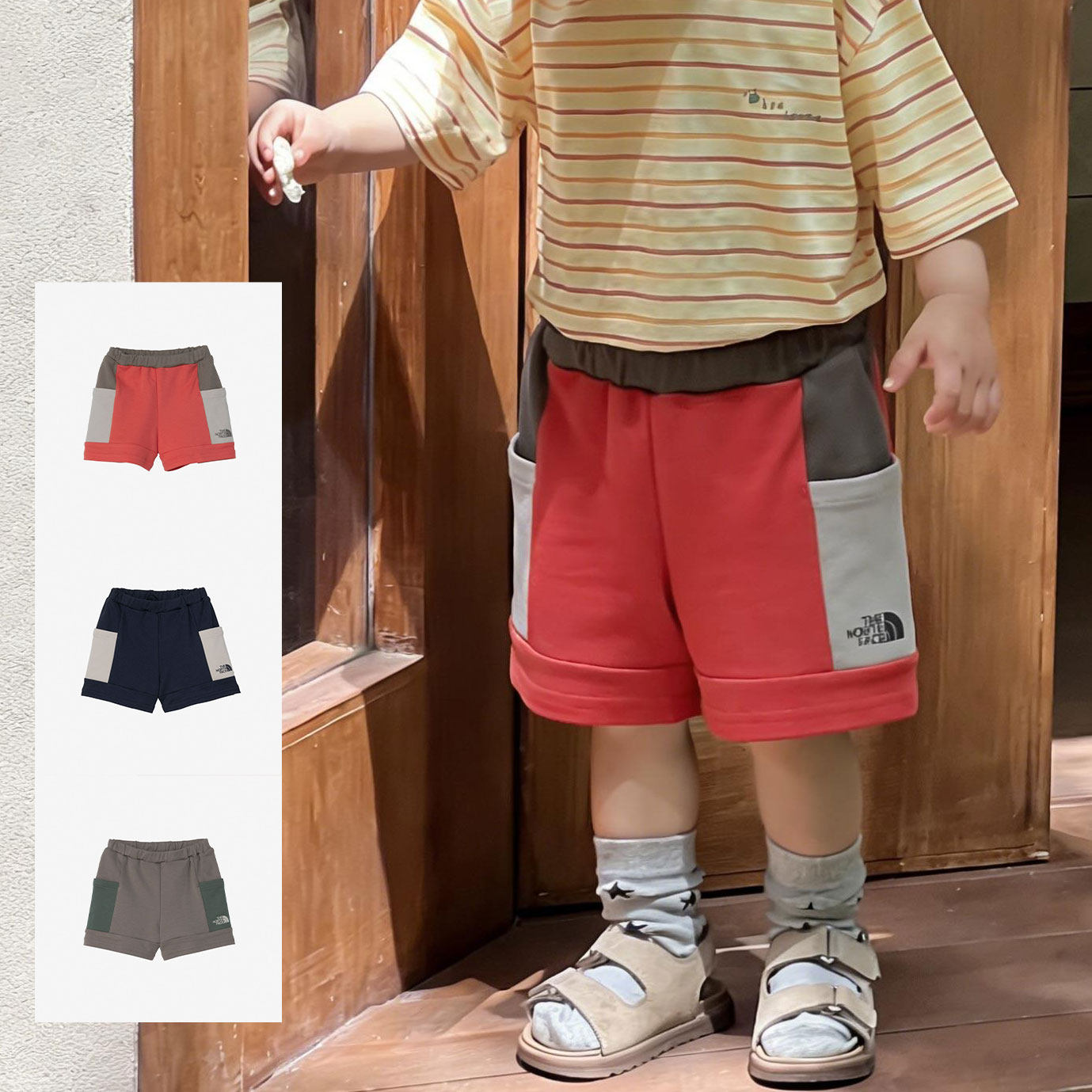 日本北面 THE NORTH FACE 2026夏儿童裤拼色吸水速干口袋5分短裤