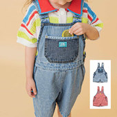 BREEZE 2026儿童水复古通勤百搭休闲工装 拼色牛仔裤 日本 背带短裤