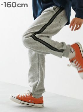 日本 devirock 2025春秋儿童松紧腰棉弹力体育条纹卫裤束脚运动裤