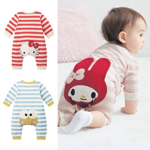 日本凯蒂猫 hello kitty 2025新生儿婴儿纯棉哈衣长袖爬服连身衣