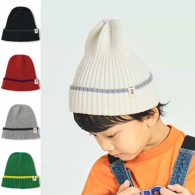 日本 p.premier 2024秋冬儿童帽柔软棉弹力松紧保暖针织毛线帽子