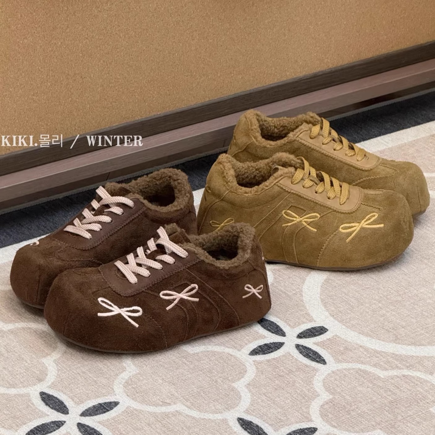 内增高蝴蝶机勃肯板鞋女2025秋冬新款加绒加厚保暖棉鞋时尚德训鞋