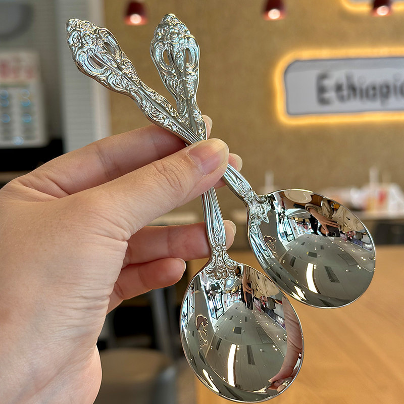 bighome出德国】1810不锈钢西餐具圆头更高端主餐勺调羹长柄勺子