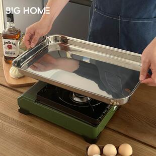 可明火烤鱼盘！加厚1810不锈钢电磁炉烤箱长方形烧烤盘海鲜锅多用