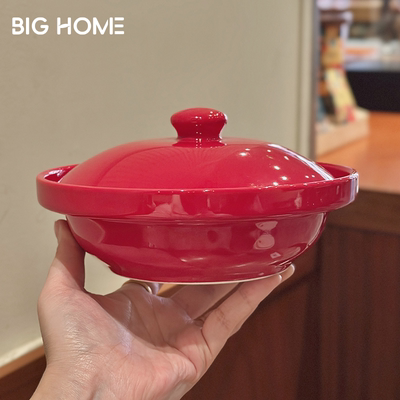 喜庆新年红色陶瓷煲汤碗