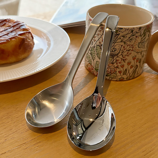 外贸出口单~大圆底勺弯柄1810不锈钢勺子喝汤吃饭儿童家用调羹勺