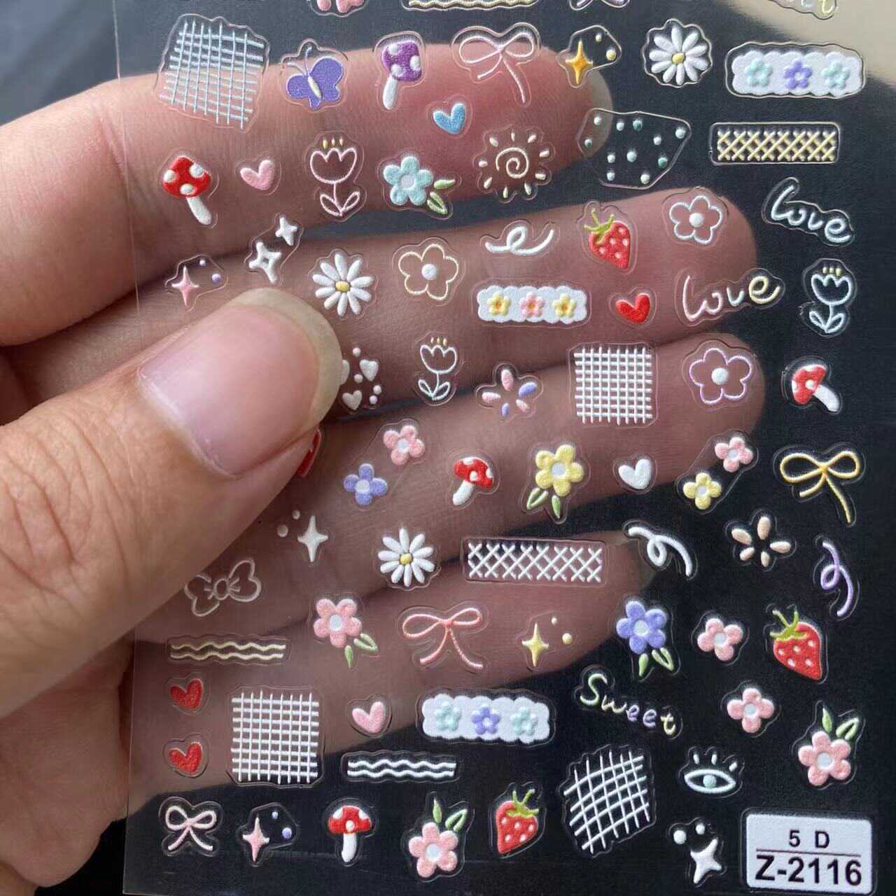 可爱线条迷你立体日系浮雕指甲贴