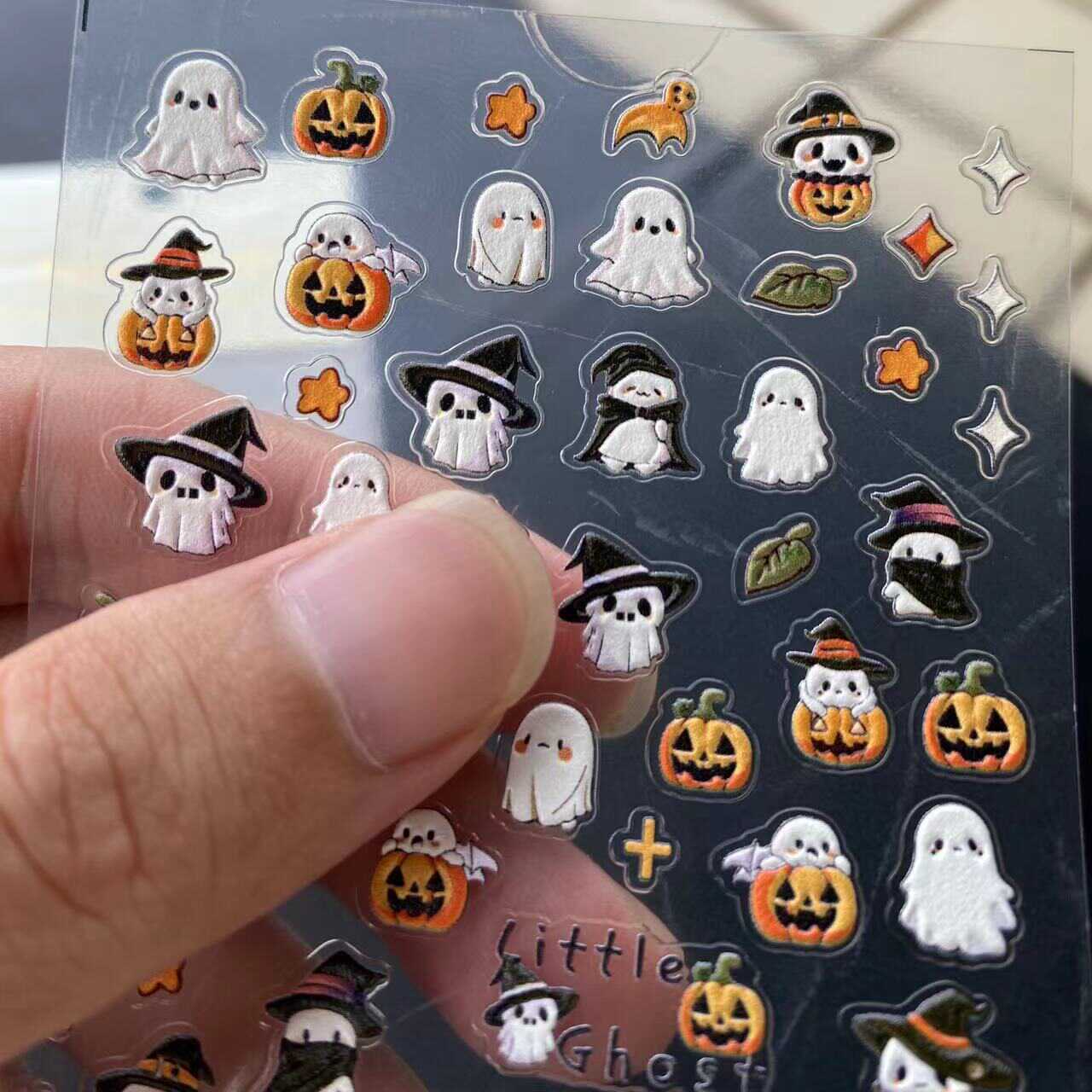 网红可爱万圣小幽灵背胶美甲贴纸