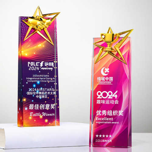 2024新款金属水晶奖杯定制订做优秀员工嘉奖公司创意奖牌荣誉纪念