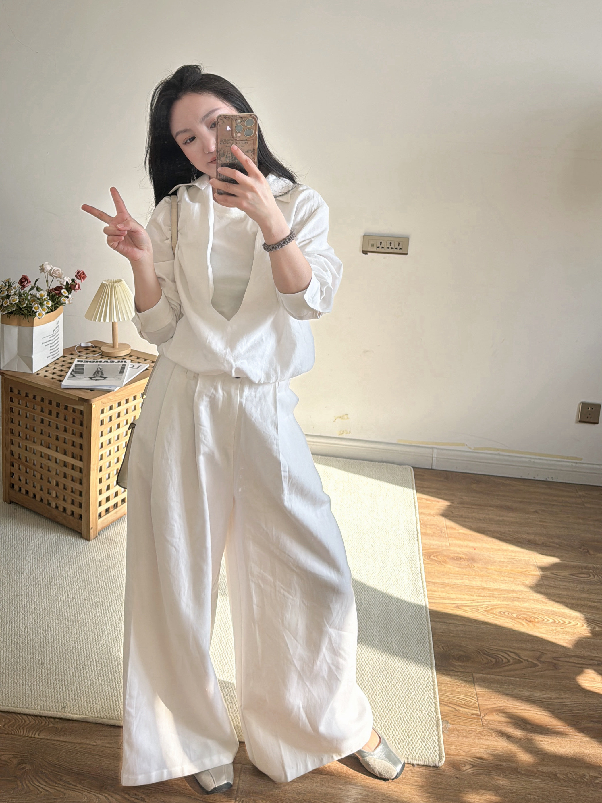 VIVISHOP法式亚麻套装女夏气质减龄休闲洋气无袖背心阔腿裤两件套