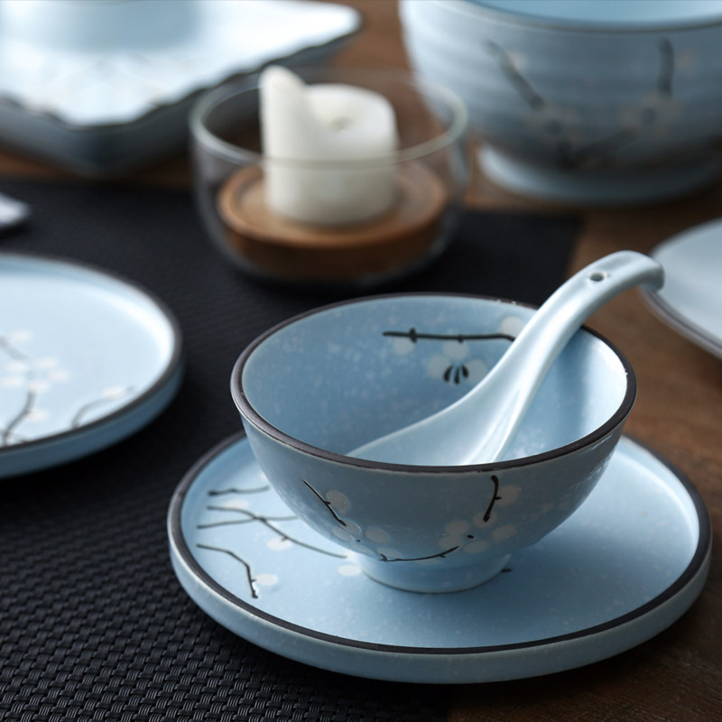 蓝色风格餐具6人餐汤碗