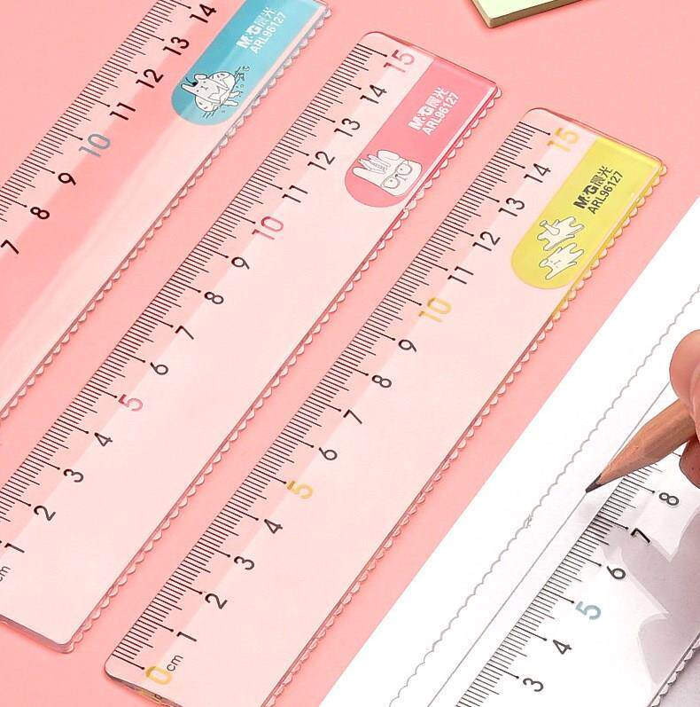 초등학생을위한 물결 모양의 선 15CM 눈금자가있는 아침 햇살 눈금자 귀여운 투명 20CM 하드 눈금자 북마크 눈금자 문구 측정