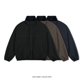 宽松摇粒绒内里欧美立领落肩外套潮 复古工装 IDLT 廓形双层棉衣