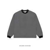 320g重磅 廓形 细条纹宽松落肩纯棉长袖 IDLT T恤男女基础款 ins