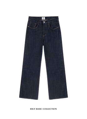 IDLT 高品质 防褪色 重磅13.5oz 宽松微喇牛仔裤原色水洗美式复古