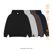 IDLT 保暖街头百搭潮 黑基础款 自发热加绒帽衫 400g廓形宽松插肩袖