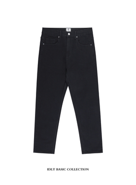 IDLT 弹力锥形九分牛仔裤 原创高质 黑色 棉弹宽松水洗牛仔裤 ins