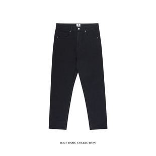 棉弹宽松水洗牛仔裤 IDLT 黑色 原创高质 ins 弹力锥形九分牛仔裤