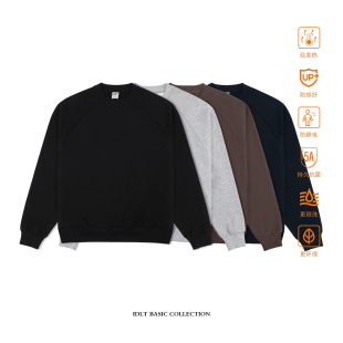 宽松廓形落肩保暖加厚基础咖啡潮 400g插肩袖 IDLT 自发热加绒卫衣