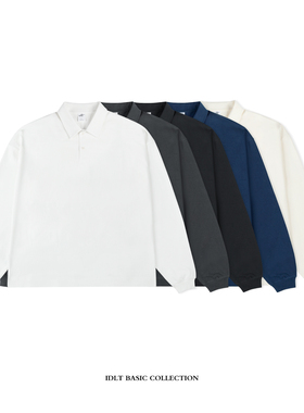 IDLT 320g重磅【廓形】polo衫落肩宽松翻领长袖T恤男女CITYBOY