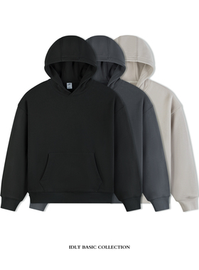 IDLT 510g 重磅全棉 高品质领帽衫廓形宽松男女深灰黑百搭潮ins
