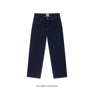 阔腿潮男女 12.5oz高品质原色水洗深蓝色牛仔裤 IDLT 宽松直筒