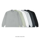 廓形半高领 290g 落肩重磅宽松长袖 IDLT 加厚T恤水洗特加大码 ins