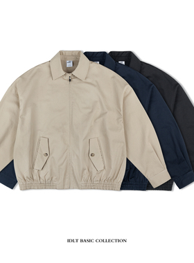 IDLT 廓形工装夹克 宽松风衣方领外套哈灵顿卡其欧美街头风格工装